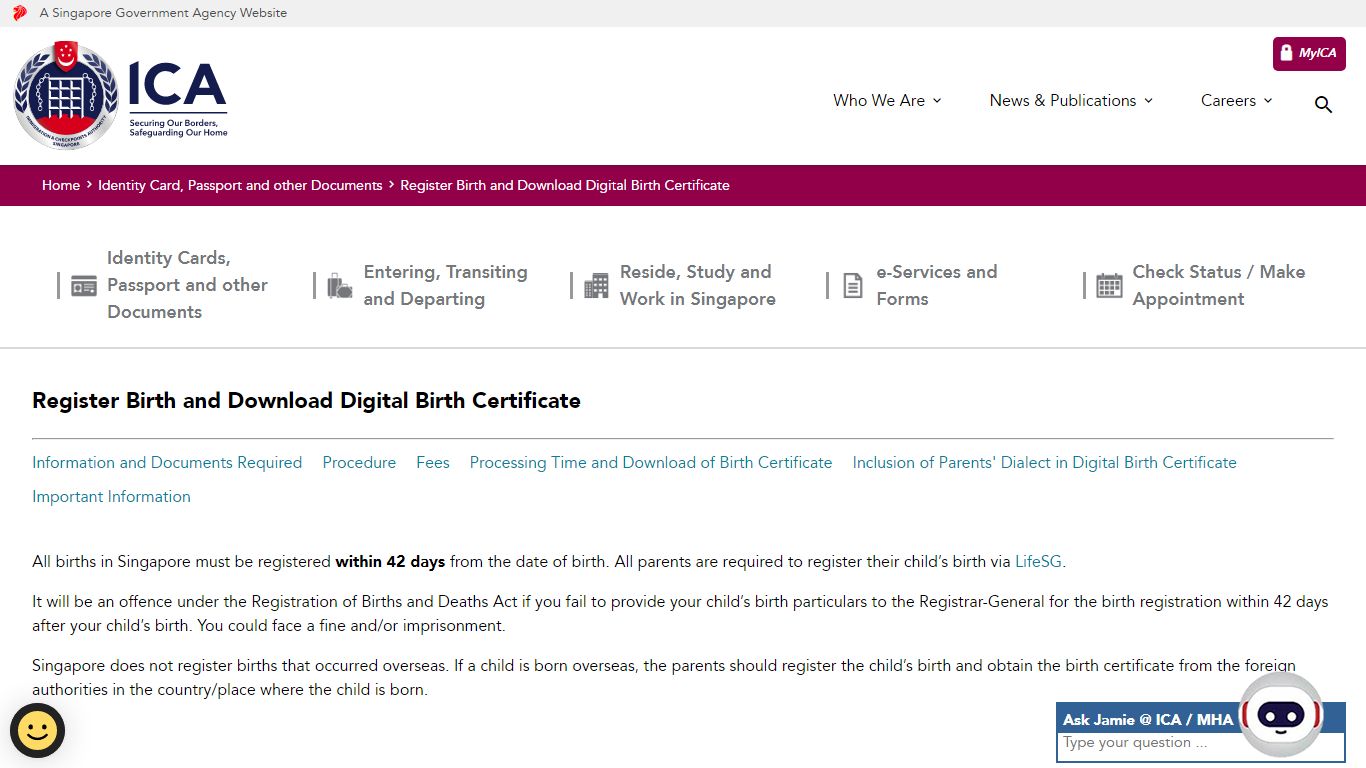 ICA | Register Birth and Download Digital Birth Certificate