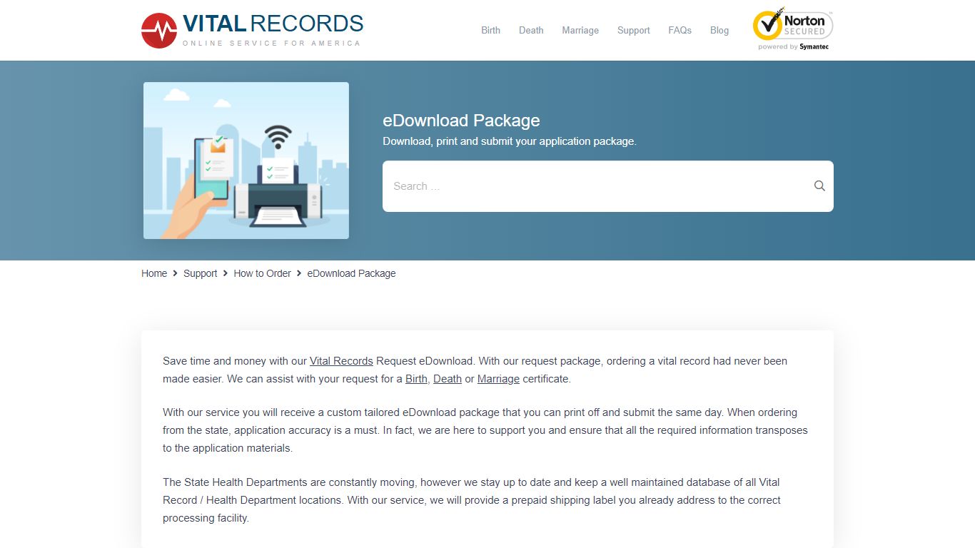 eDownload Package - Vital Records Online